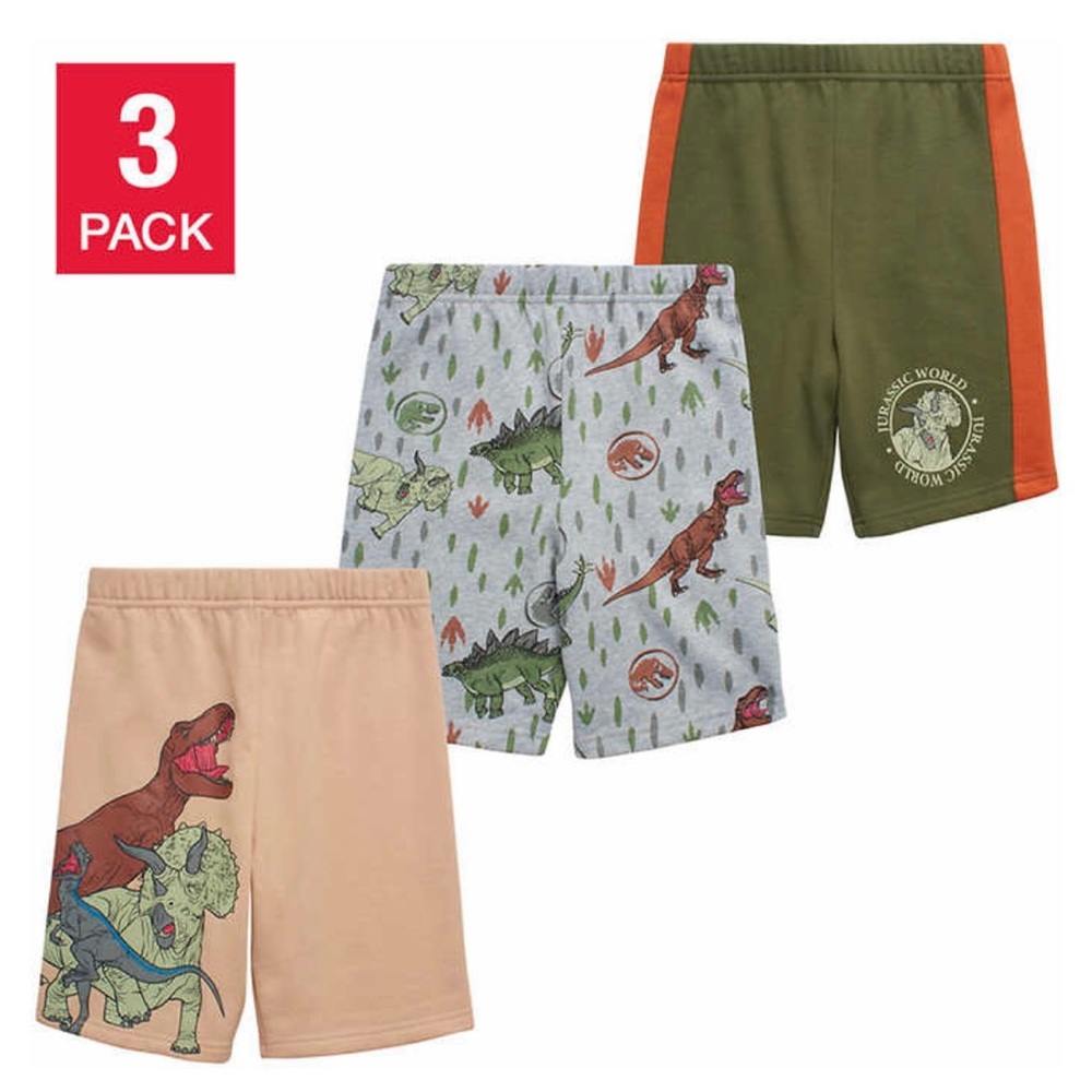 Universal Jurassic World Boy’s 3-Pack Fleece Short Set
